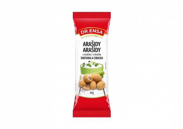 Arašidy v cestíčku s príchuťou smotana a cibuľka 50g