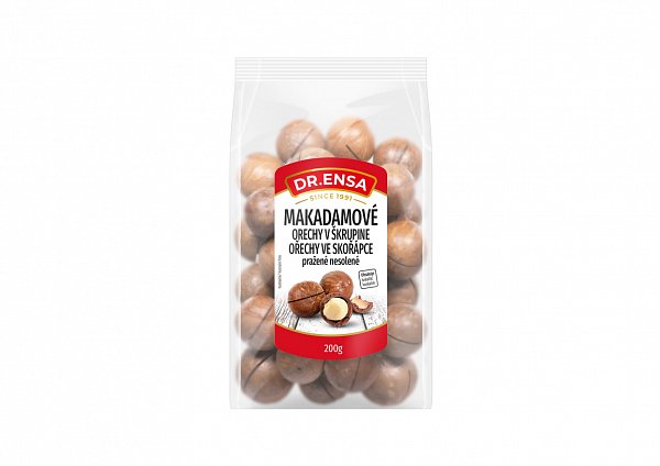 Makadamy v škrupine pražené nesolené 200g Dr.ENSA