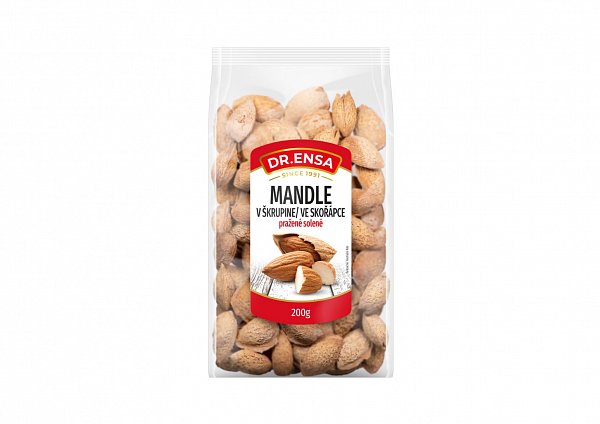 Mandle v škrupine pražené solené 200g Dr.ENSA