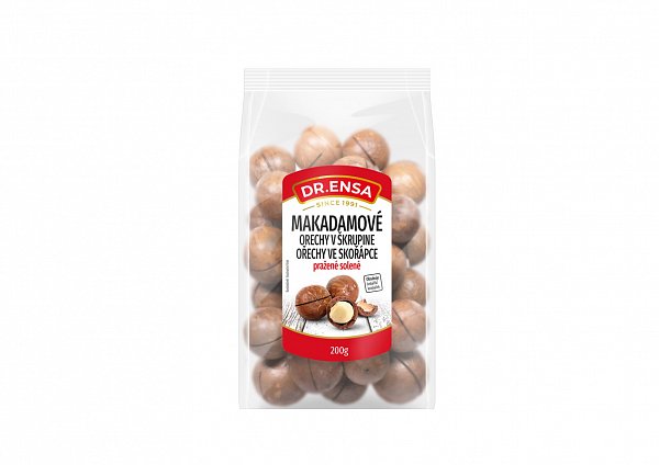 Makadamy v škrupine pražené solené 200g Dr.ENSA